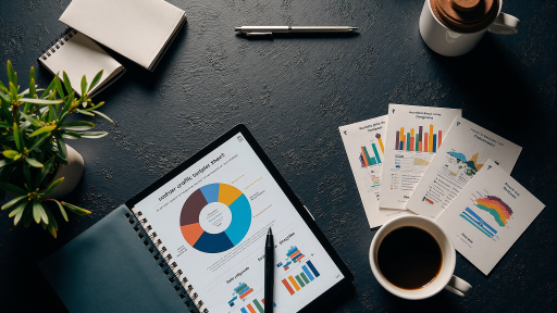 商业策略分析文章封面，包含市场分析、商业模式、领导力等商务元素，专业背景